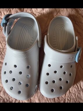 CROCS Light Blue Buckle Clogs